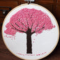 Sakura Tree Embroidery Kit for Beginners – Pink Floral Pattern DIY Hand Stitch Set by QIUDU