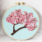 Cherry Blossom Tree Embroidery Starter Kit – Beginner DIY Hand Stitch Set with Color Threads & Needles