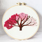 Cherry Blossom Tree Embroidery Starter Kit – Beginner DIY Hand Stitch Set with Color Threads & Needles