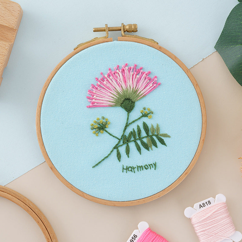 QIUDU DIY embroidery kit beginner working on floral design
