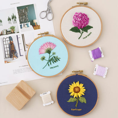 QIUDU embroidery kit rose design with color-coded threads