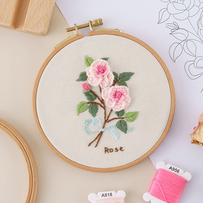 QIUDU embroidery kit needle and thread detail close-up