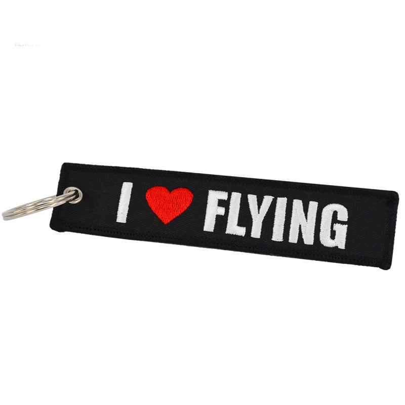 I Love Flying Embroidered Keychain – Aviation Gift for Pilots & Flight Lovers