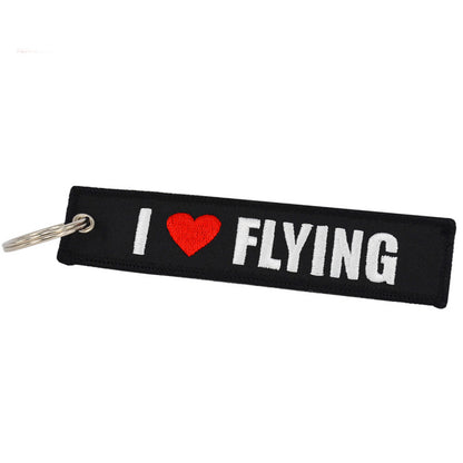 I Love Flying Embroidered Keychain – Aviation Gift for Pilots & Flight Lovers