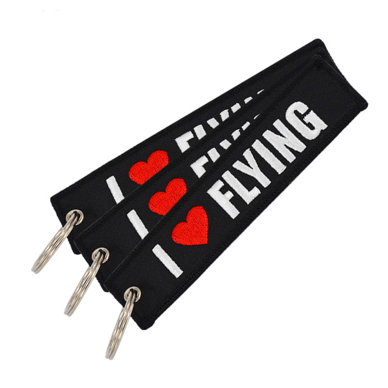I Love Flying Embroidered Keychain – Aviation Gift for Pilots & Flight Lovers