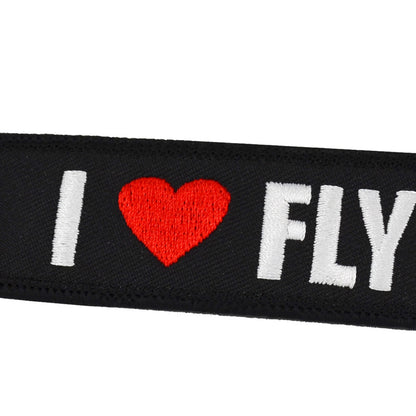 I Love Flying Embroidered Keychain – Aviation Gift for Pilots & Flight Lovers