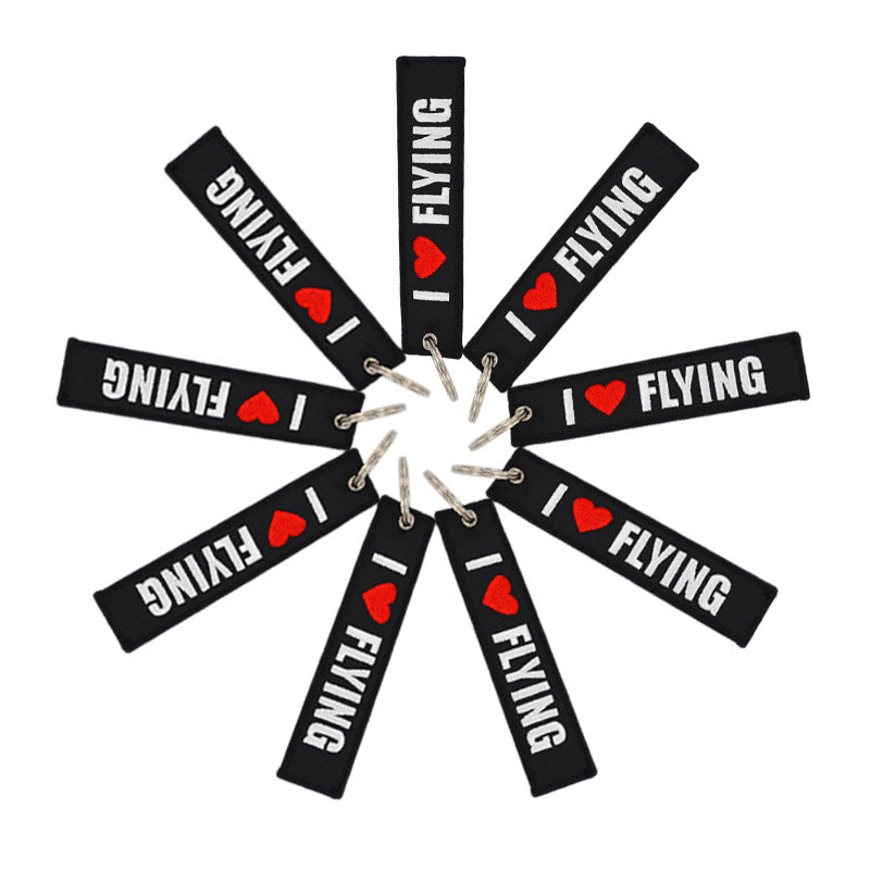 I Love Flying Embroidered Keychain – Aviation Gift for Pilots & Flight Lovers