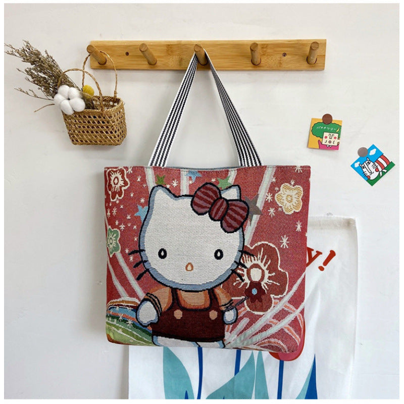 QIUDU Chinese embroidered tote bag butterfly flowers design