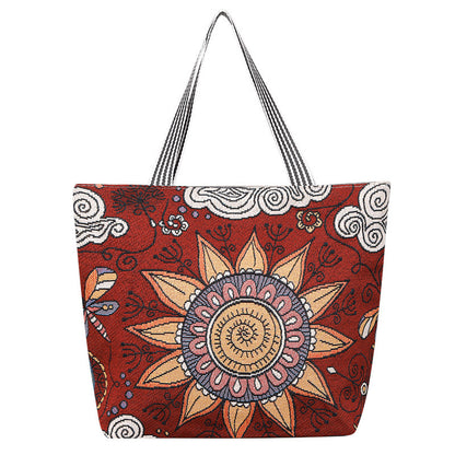 QIUDU Chinese embroidered tote bag flower sea elephant design