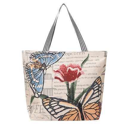 QIUDU Chinese embroidered tote bag swan embroidery pattern