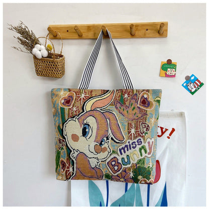 QIUDU Chinese embroidered tote bag big red flower design