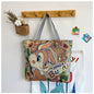 QIUDU Chinese embroidered tote bag big red flower design