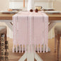 Embroidered Cotton Linen Table Runner – Sage Green Hollow Design for Home, Kitchen & Party