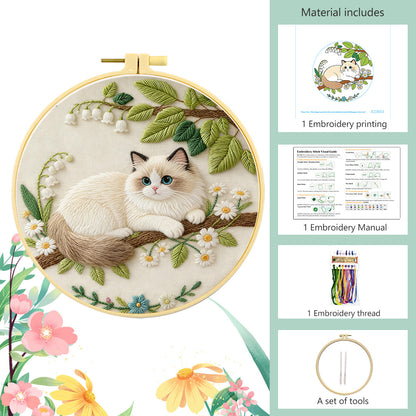 20cm natural bamboo embroidery hoop for displaying finished cat wall art