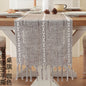 Embroidered Cotton Linen Table Runner – Sage Green Hollow Design for Home, Kitchen & Party