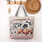 QIUDU Chinese embroidered tote bag puppy design close-up
