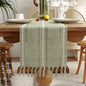 Embroidered Cotton Linen Table Runner – Sage Green Hollow Design for Home, Kitchen & Party