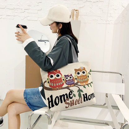 QIUDU Chinese embroidered tote bag large capacity interior view