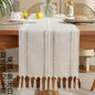 Embroidered Cotton Linen Table Runner – Sage Green Hollow Design for Home, Kitchen & Party