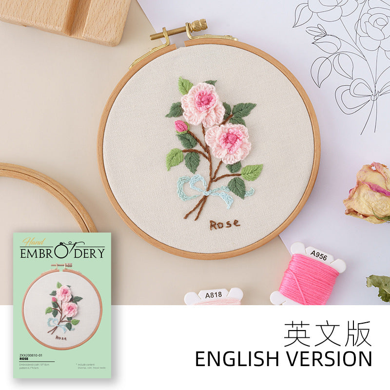 QIUDU embroidery kit finished hydrangea hoop art
