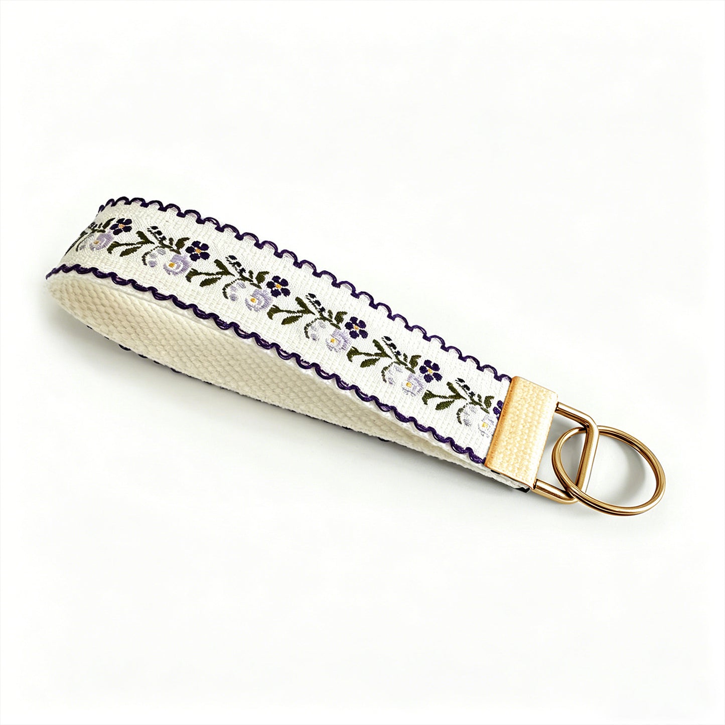 QIUDU embroidered keychain Style 5 silver hardware