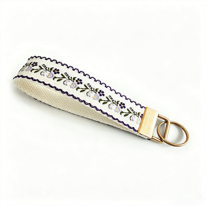 QIUDU embroidered keychain Style 5 silver hardware