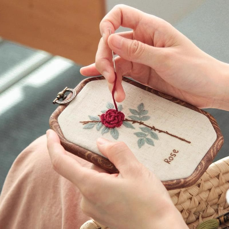 Embroidery Kit for Beginners — 3D Flower Hand Stitching DIY Craft Kit with Frame | All Supplies Included