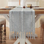 Embroidered Cotton Linen Table Runner – Sage Green Hollow Design for Home, Kitchen & Party