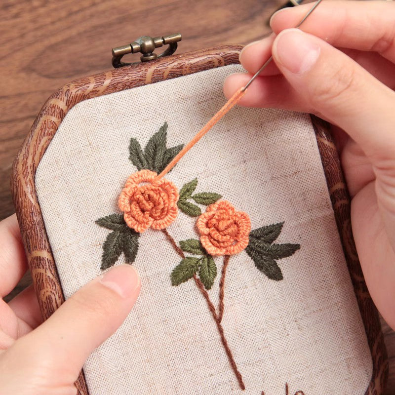 Embroidery Kit for Beginners — 3D Flower Hand Stitching DIY Craft Kit with Frame | All Supplies Included
